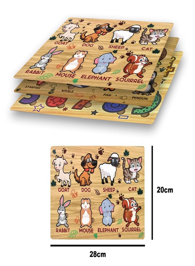 Vastate Wooden Puzzle Board for Kids - Educational Vegetable, Animal, Number & Shape Puzzles - Fun & Interactive Learning Toy for Toddlers 1-5 Years - Develops Skills & Abilities (Pack of 3) - Image 5